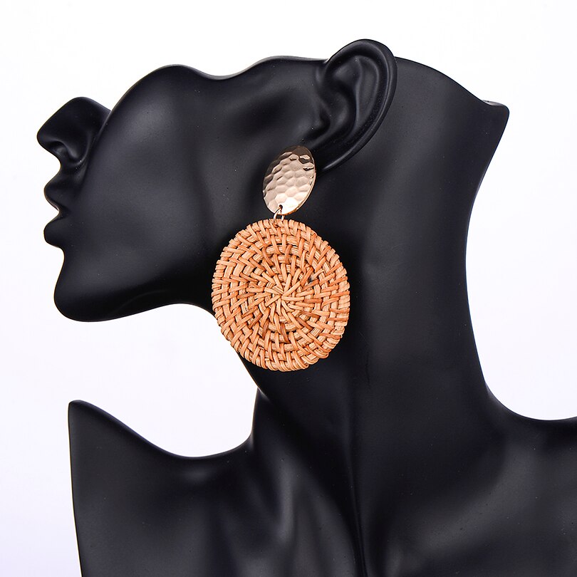 Women's Woven Rattan Drop Earrings by HitMyNeed