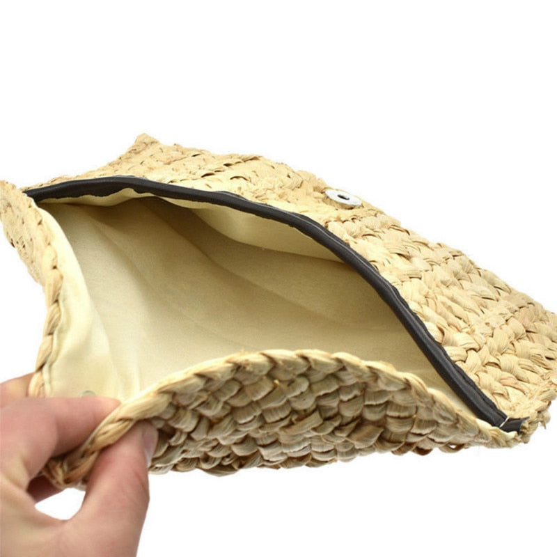 Women's Woven Straw Clutch Bag by HitMyNeed