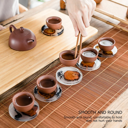 Wood and Resin Coaster Set with Holder (6 Pcs) by HitMyNeed