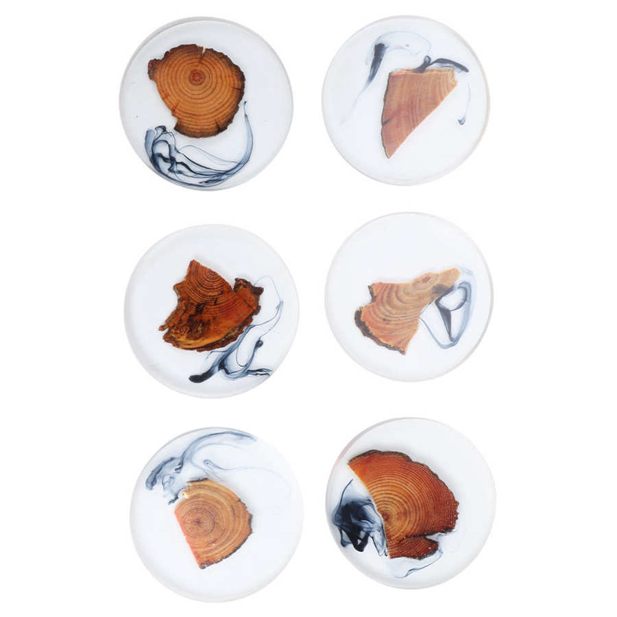 Wood and Resin Coaster Set with Holder (6 Pcs) by HitMyNeed