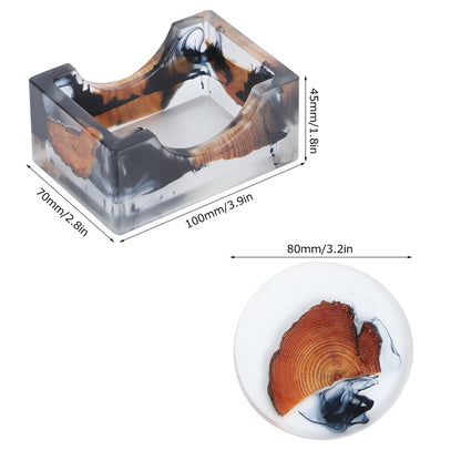 Wood and Resin Coaster Set with Holder (6 Pcs) by HitMyNeed