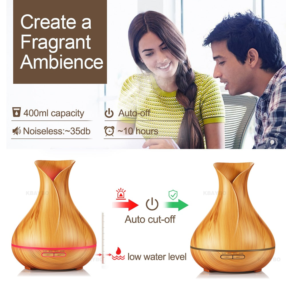 Wood Grain Aroma Diffuser & Humidifier 400ml by HitMyNeed
