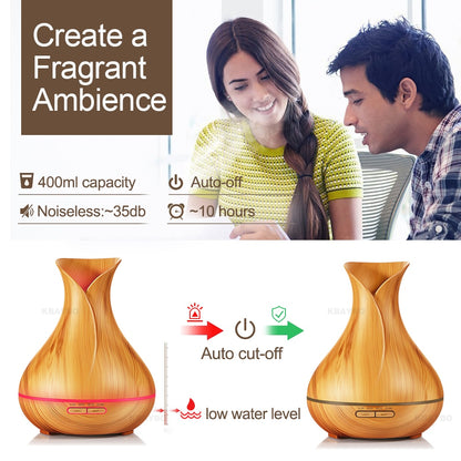 Wood Grain Aroma Diffuser & Humidifier 400ml by HitMyNeed