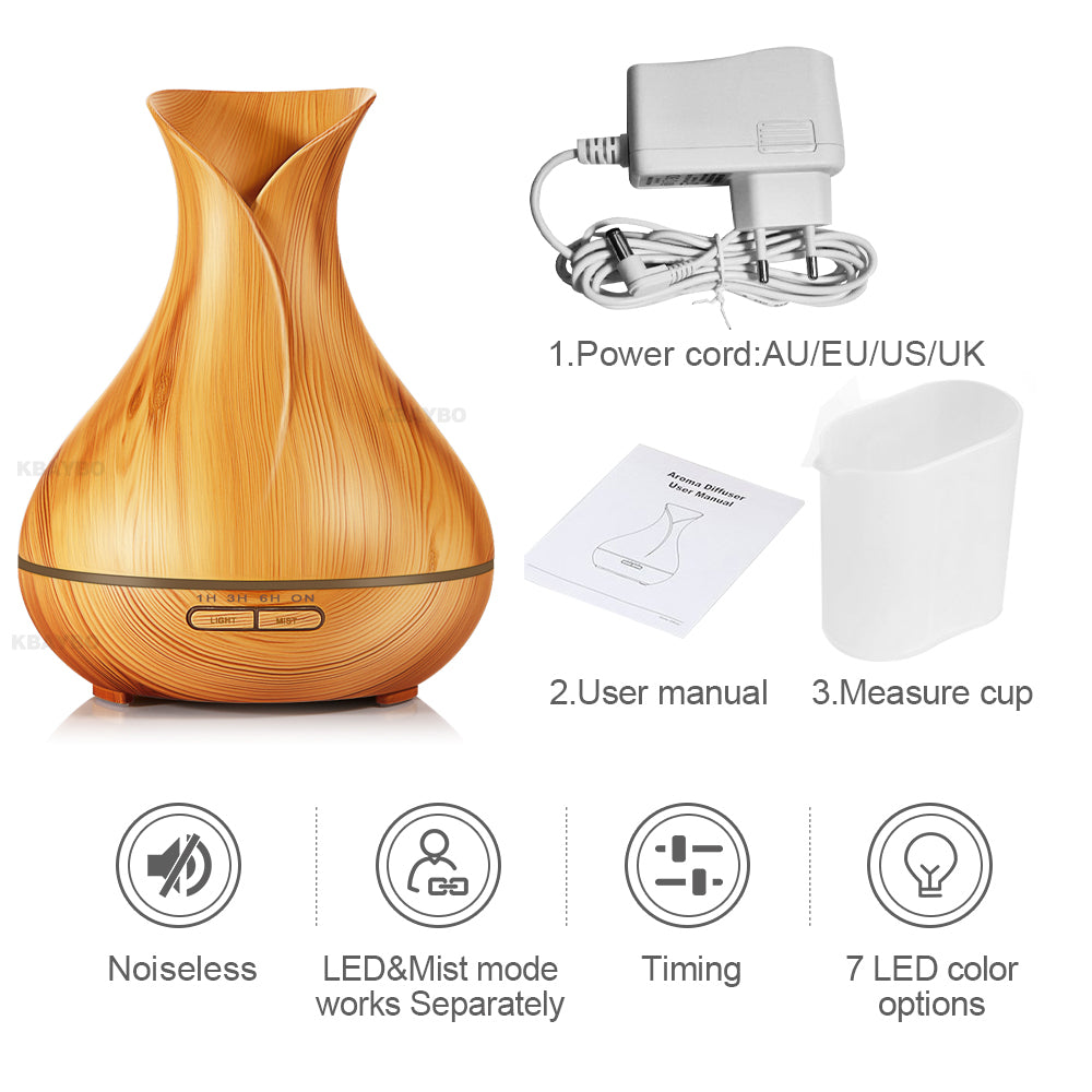 Wood Grain Aroma Diffuser & Humidifier 400ml by HitMyNeed