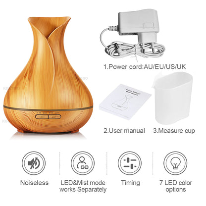 Wood Grain Aroma Diffuser & Humidifier 400ml by HitMyNeed