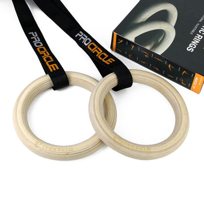 Wood Gymnastic Rings with 15 ft Adjustable Straps by HitMyNeed