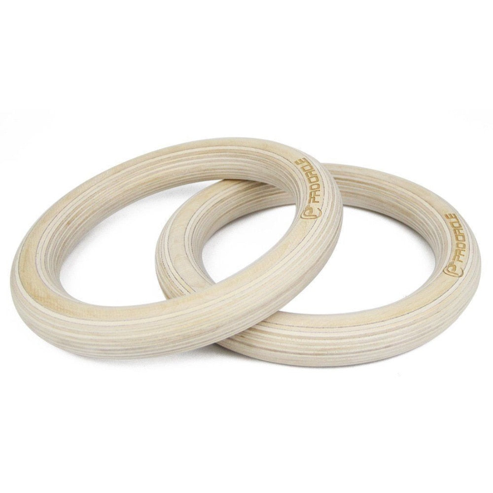 Wood Gymnastic Rings with 15 ft Adjustable Straps by HitMyNeed