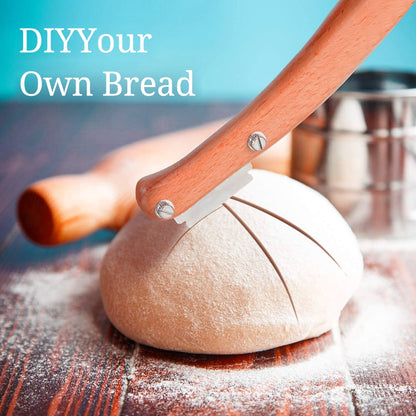 Wood Handle Bread Scoring Blade with 5 Blades by HitMyNeed