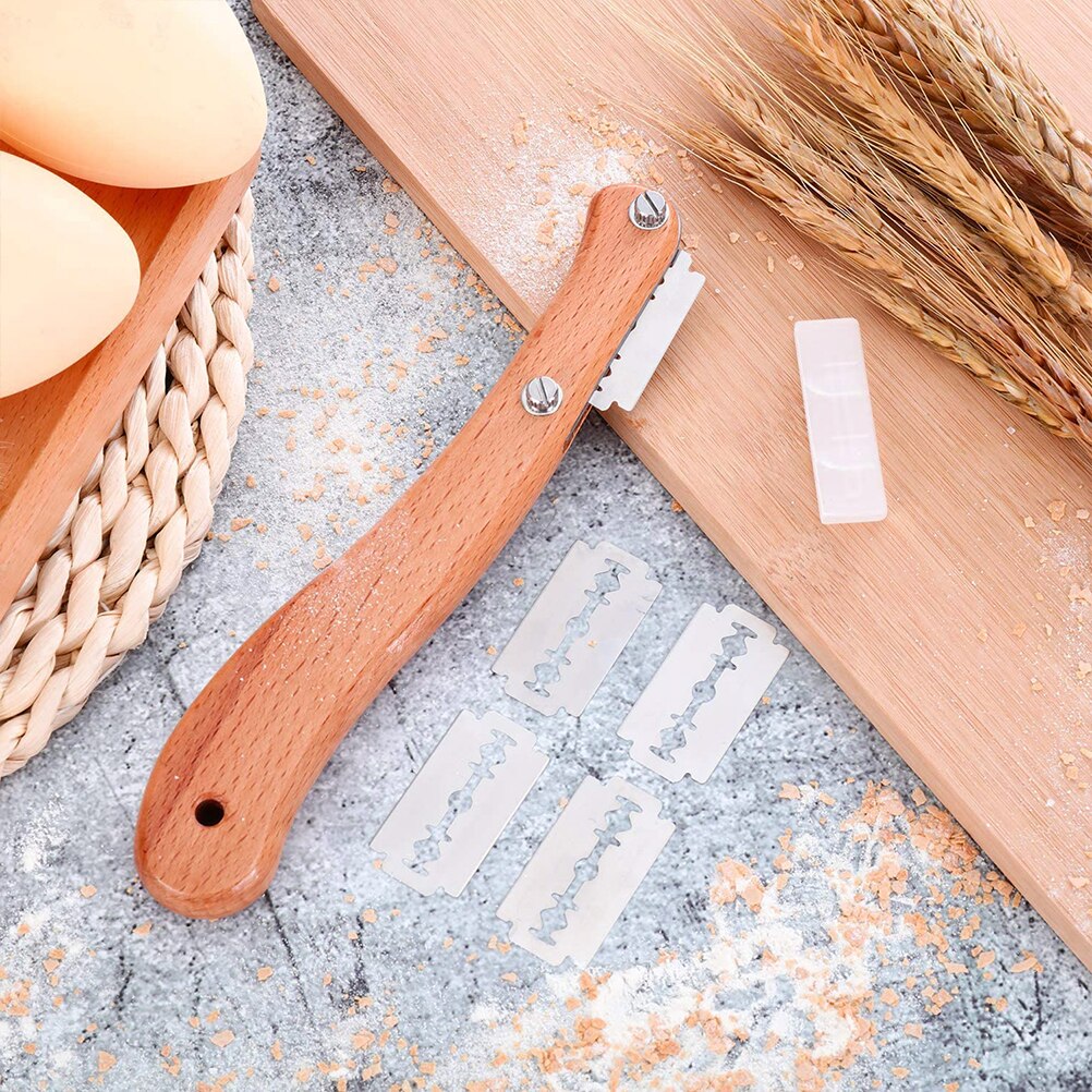 Wood Handle Bread Scoring Blade with 5 Blades by HitMyNeed