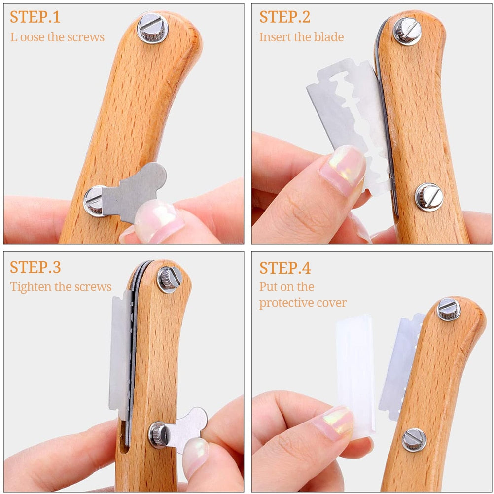 Wood Handle Bread Scoring Blade with 5 Blades by HitMyNeed