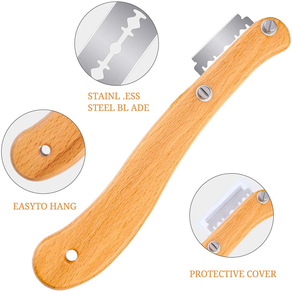Wood Handle Bread Scoring Blade with 5 Blades by HitMyNeed