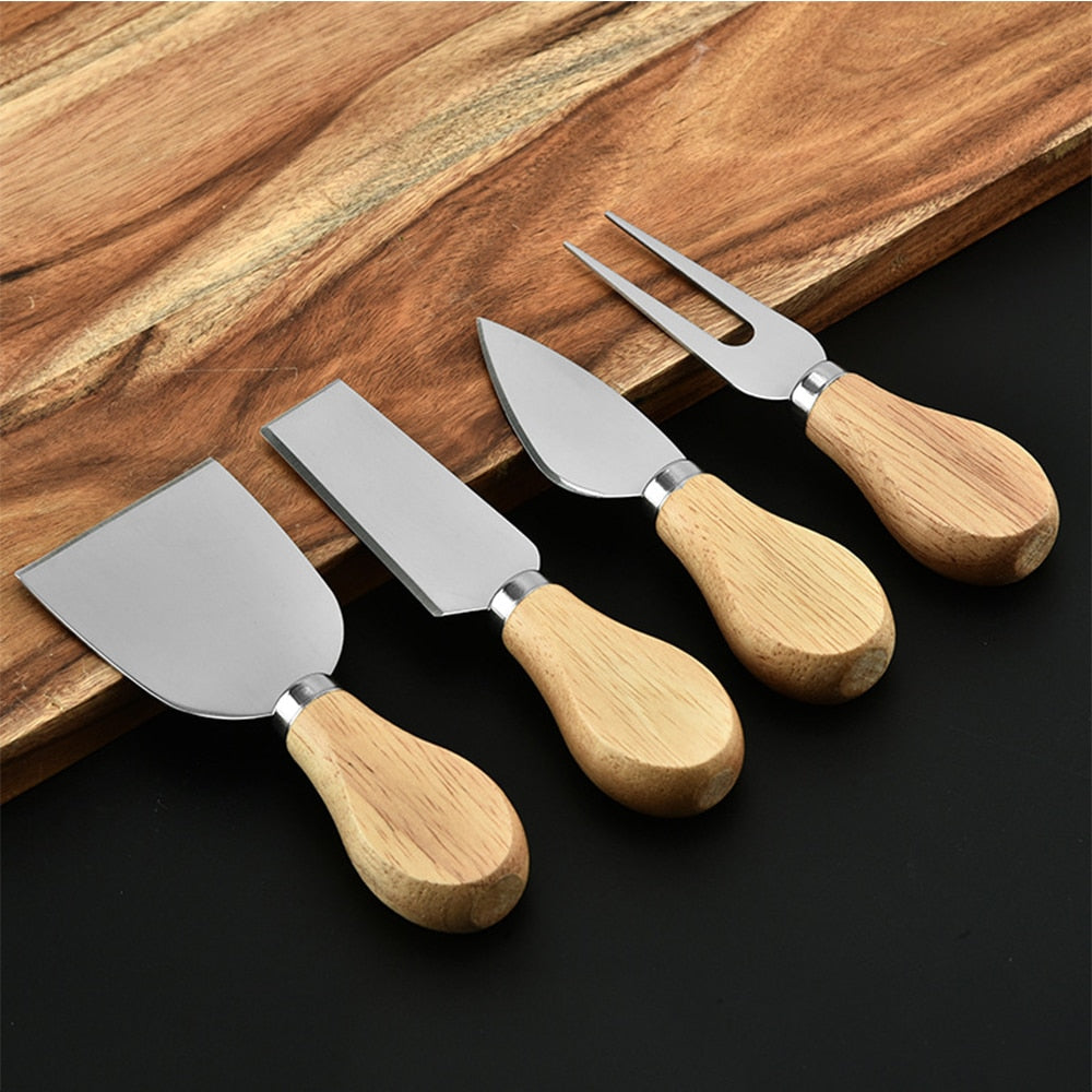 Wood Handle Cheese Knife Set, 4 Piece by HitMyNeed