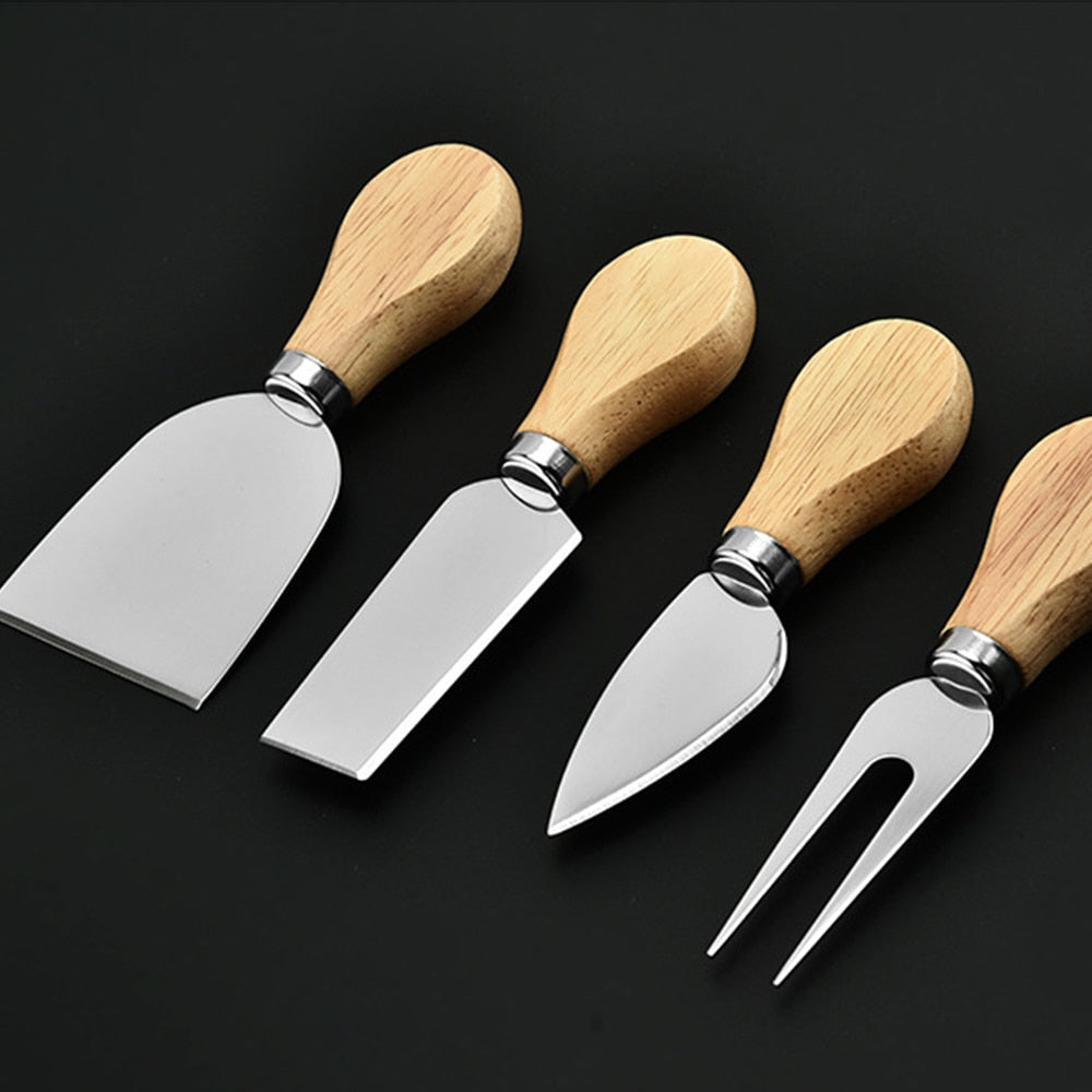 Wood Handle Cheese Knife Set, 4 Piece by HitMyNeed