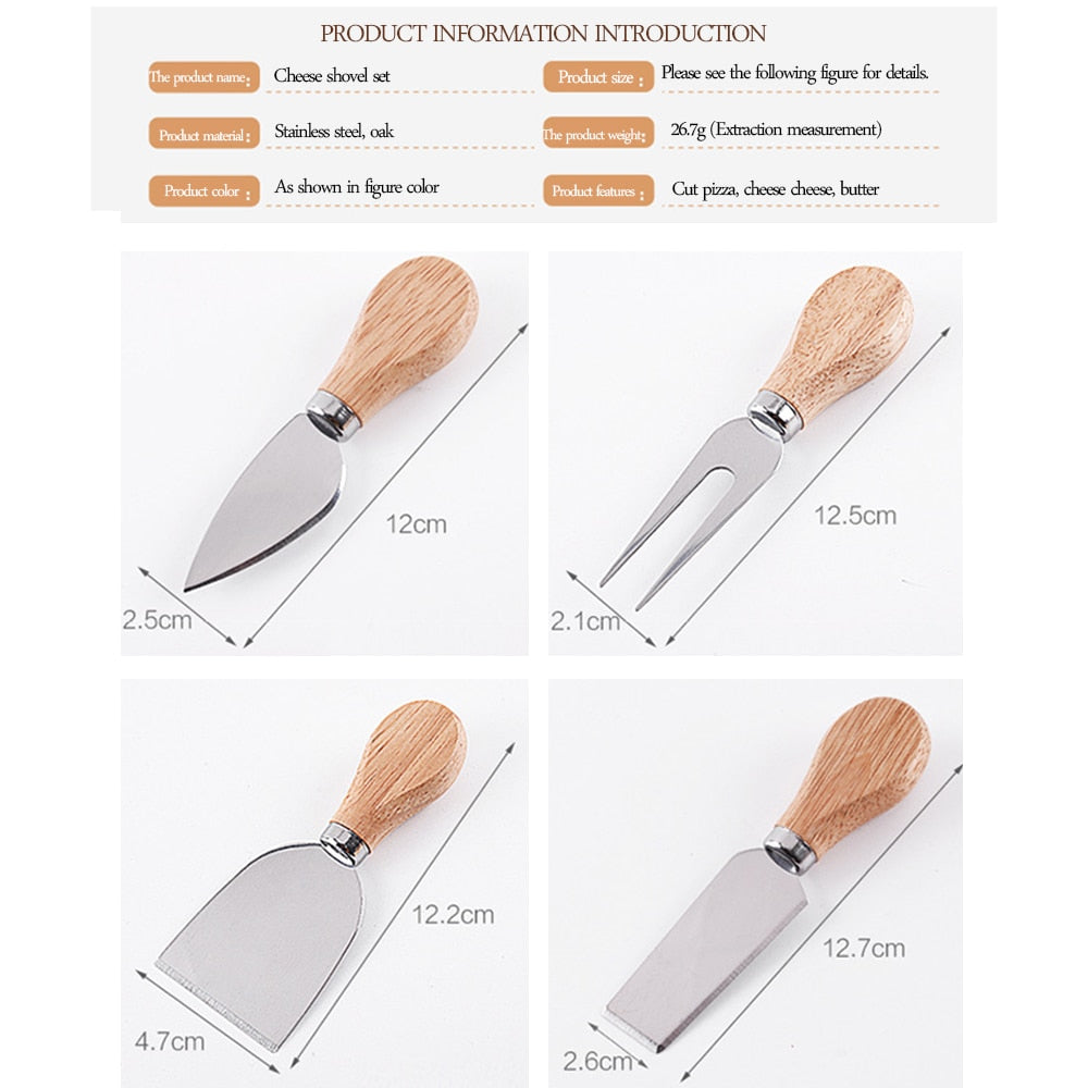 Wood Handle Cheese Knife Set, 4 Piece by HitMyNeed