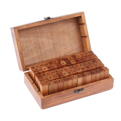 Wood Letter Stamp Set with Box, 70 Pcs Alphabet & Numbers by HitMyNeed