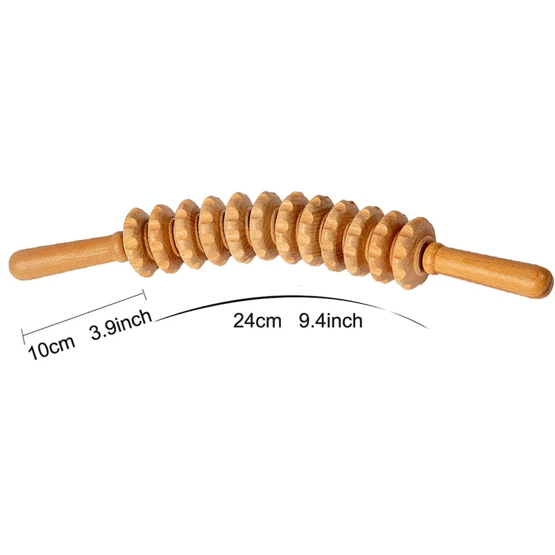 Wood Therapy Roller Gear Stick Body Massage Tool by HitMyNeed