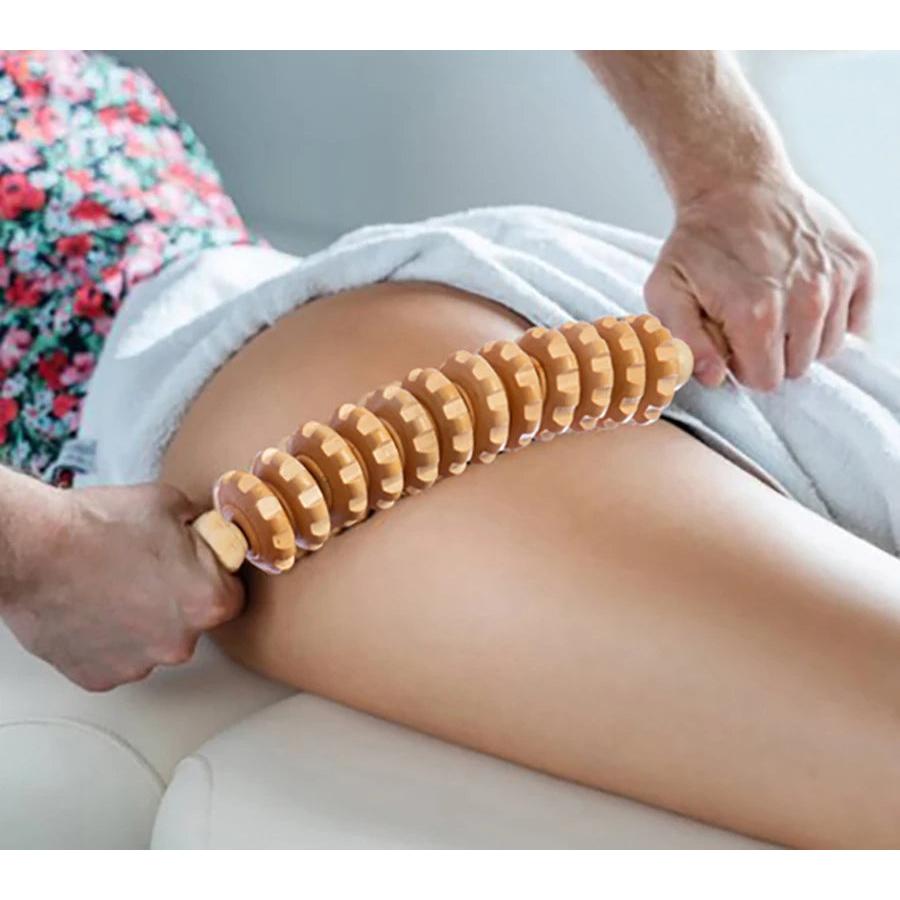 Wood Therapy Roller Gear Stick Body Massage Tool by HitMyNeed