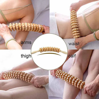 Wood Therapy Roller Gear Stick Body Massage Tool by HitMyNeed