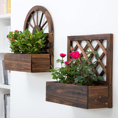 Wood Wall Planter Set (2 pcs) for Indoor & Outdoor by HitMyNeed