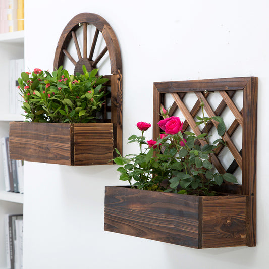 Wood Wall Planter Set (2 pcs) for Indoor & Outdoor by HitMyNeed