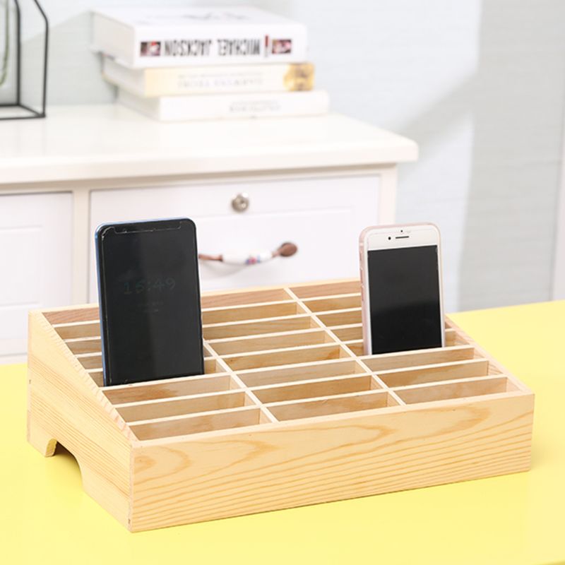 Wooden 24-Slot Mobile Phone Storage Box Organizer by HitMyNeed