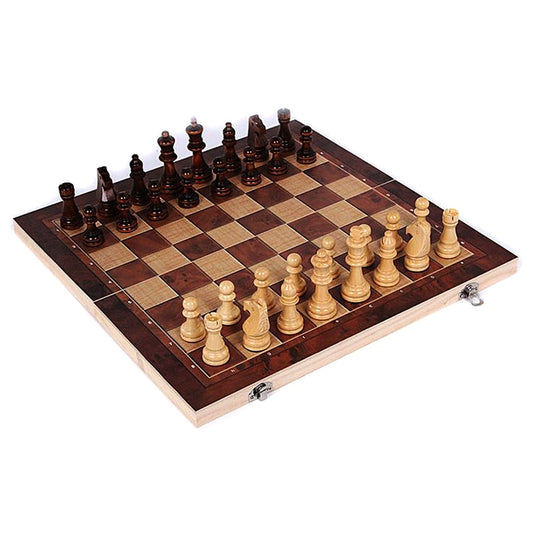 Wooden 3-in-1 Chess, Backgammon & Draughts Travel Set by HitMyNeed