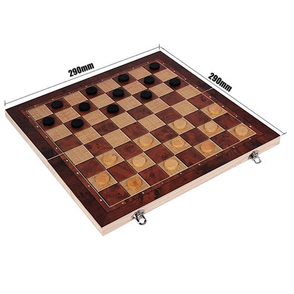 Wooden 3-in-1 Chess, Backgammon & Draughts Travel Set by HitMyNeed