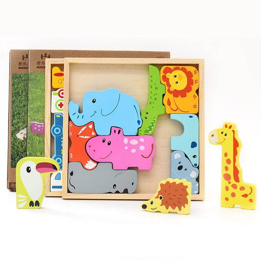Wooden 3D Animal Puzzle for Kids (2-7 Years) by HitMyNeed