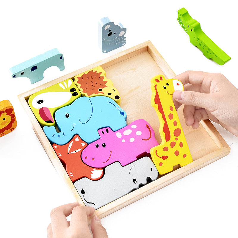 Wooden 3D Animal Puzzle for Kids (2-7 Years) by HitMyNeed