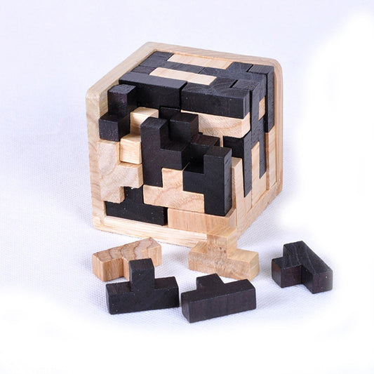 Wooden 3D Interlocking Cube Puzzle Brain Teaser by HitMyNeed