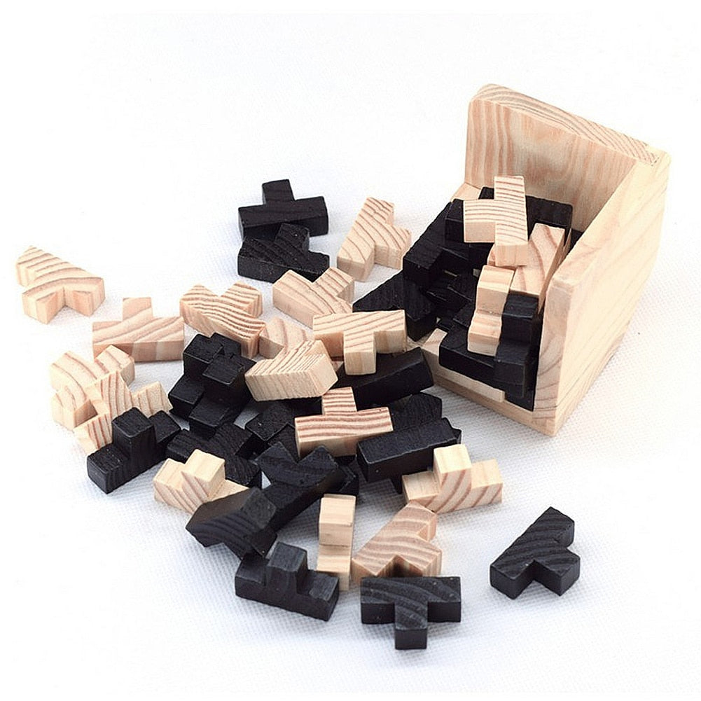 Wooden 3D Interlocking Cube Puzzle Brain Teaser by HitMyNeed