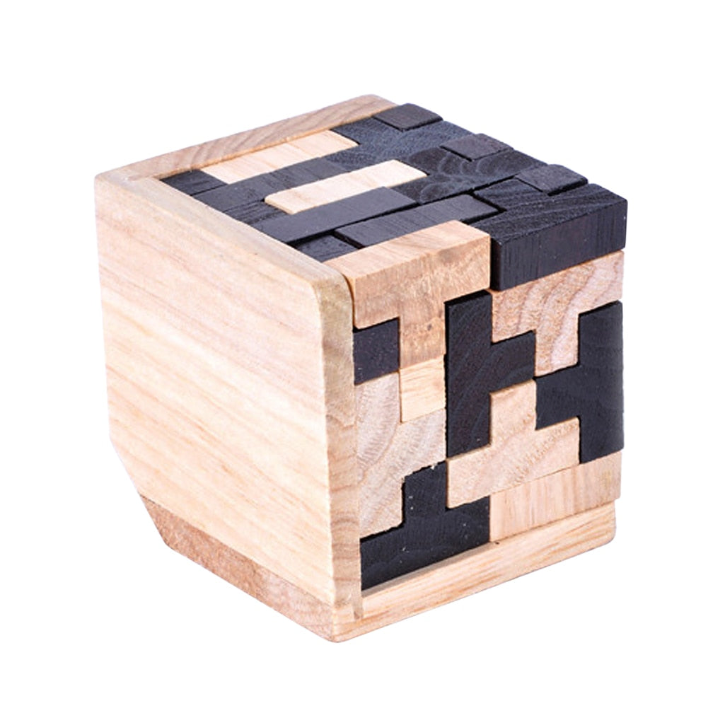 Wooden 3D Interlocking Cube Puzzle Brain Teaser by HitMyNeed