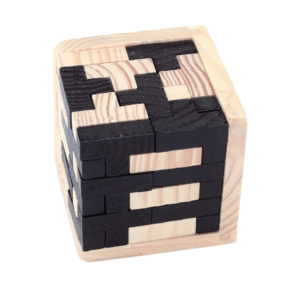 Wooden 3D Interlocking Cube Puzzle Brain Teaser by HitMyNeed