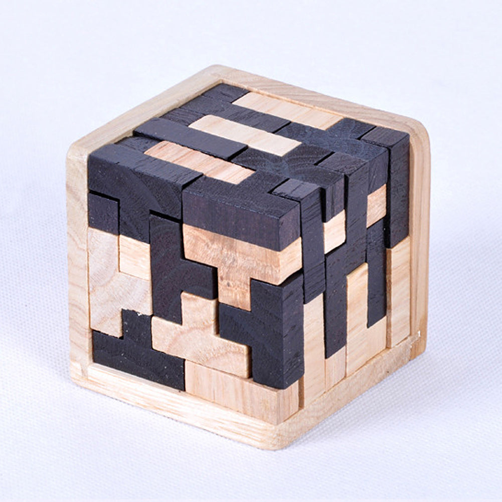 Wooden 3D Interlocking Cube Puzzle Brain Teaser by HitMyNeed