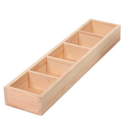 Wooden 5-Grid Succulent Plant Display Tray by HitMyNeed