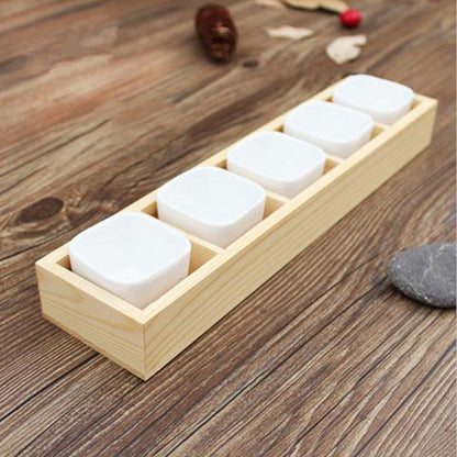 Wooden 5-Grid Succulent Plant Display Tray by HitMyNeed