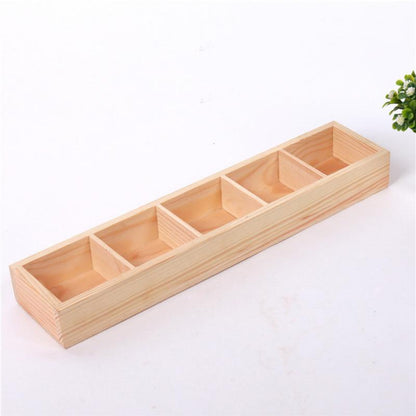 Wooden 5-Grid Succulent Plant Display Tray by HitMyNeed