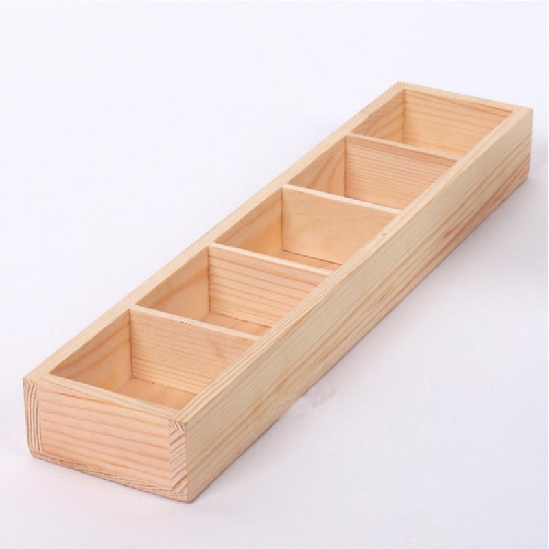 Wooden 5-Grid Succulent Plant Display Tray by HitMyNeed