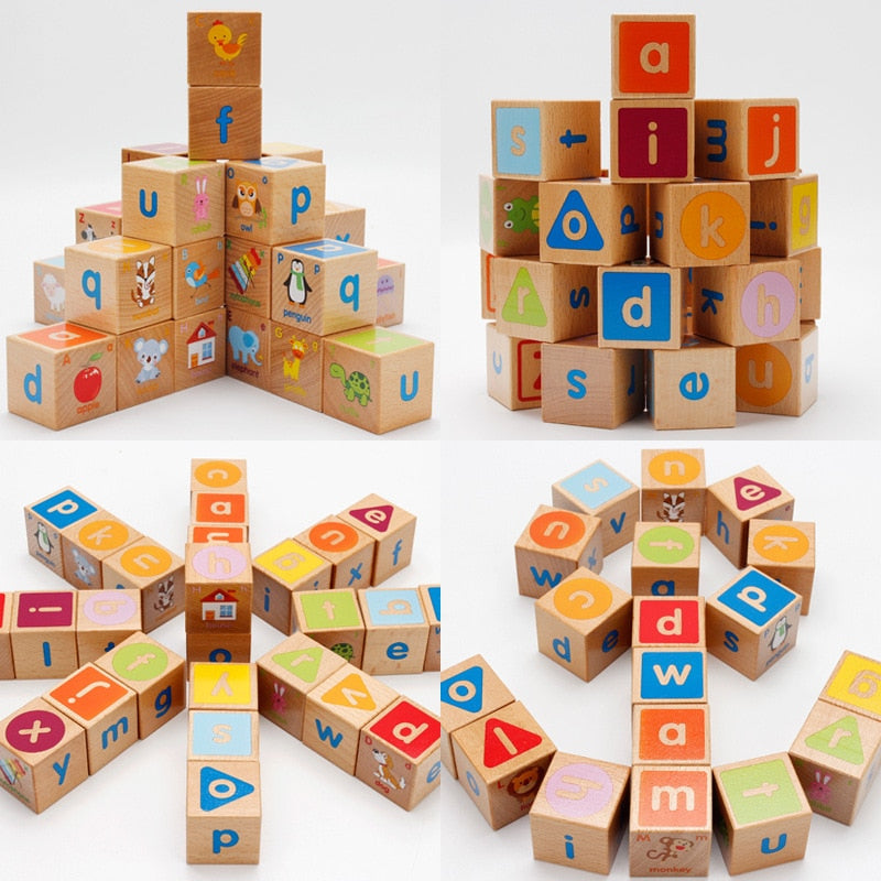 Wooden Alphabet Blocks Educational Toy Set by HitMyNeed