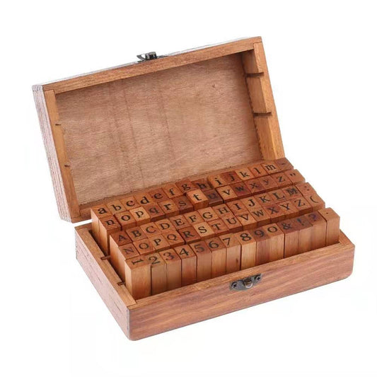 Wooden Alphabet Stamp Set with Storage Box (70pcs) by HitMyNeed