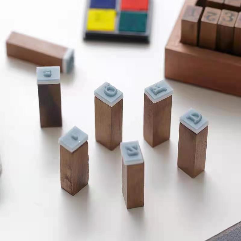 Wooden Alphabet Stamp Set with Storage Box (70pcs) by HitMyNeed