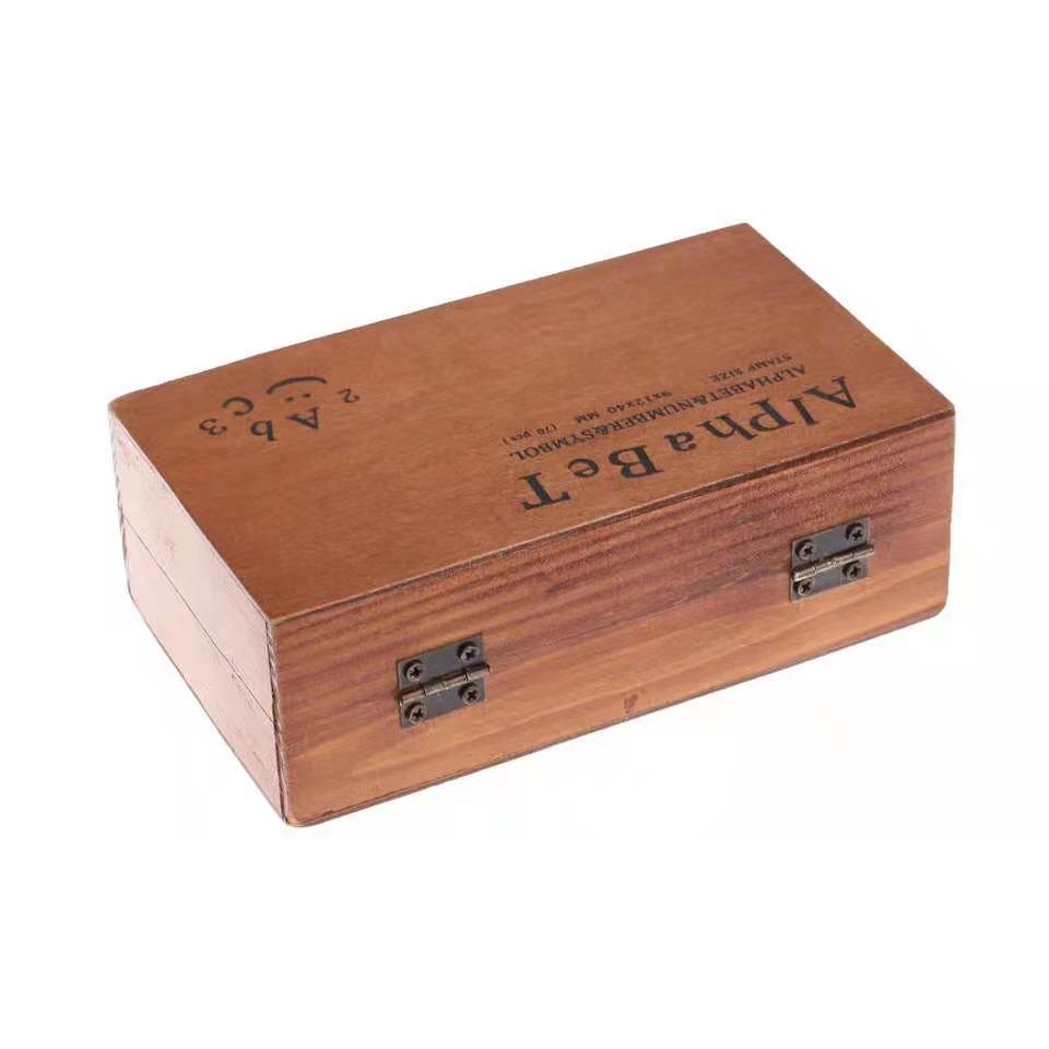 Wooden Alphabet Stamp Set with Storage Box (70pcs) by HitMyNeed