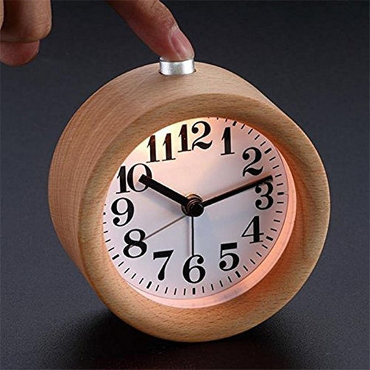 Wooden Analog Alarm Desk Clock with Nightlight by HitMyNeed