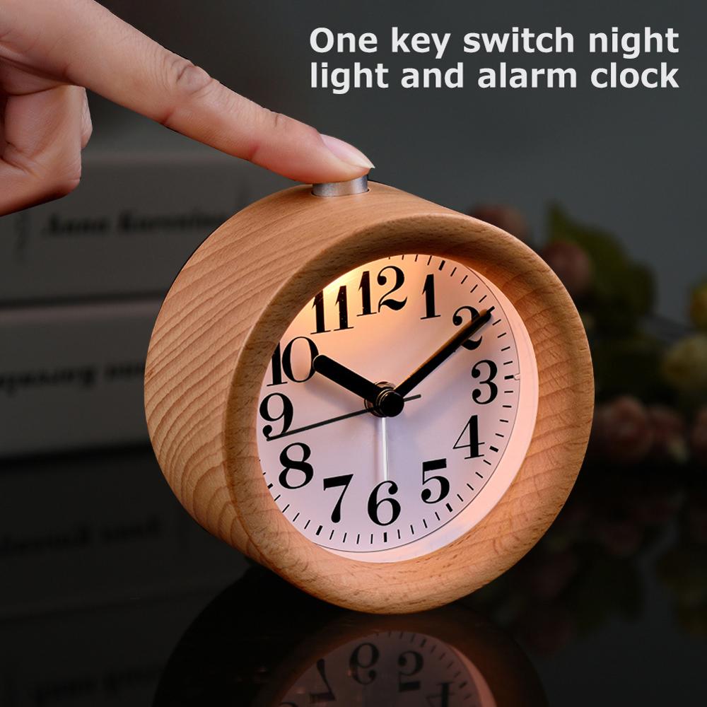 Wooden Analog Alarm Desk Clock with Nightlight by HitMyNeed