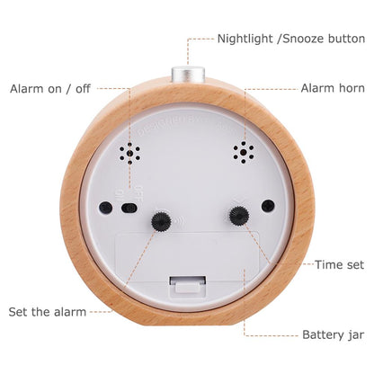 Wooden Analog Alarm Desk Clock with Nightlight by HitMyNeed