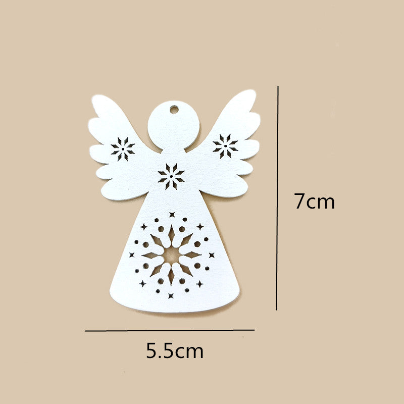 Wooden Angel Cut-Out Decorations with Hemp Rope, 10pcs by HitMyNeed
