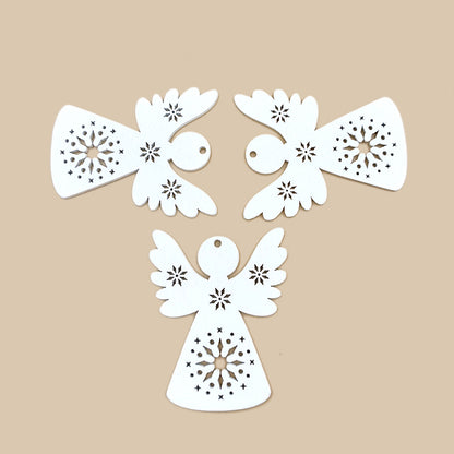 Wooden Angel Cut-Out Decorations with Hemp Rope, 10pcs by HitMyNeed