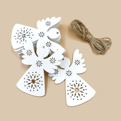 Wooden Angel Cut-Out Decorations with Hemp Rope, 10pcs by HitMyNeed