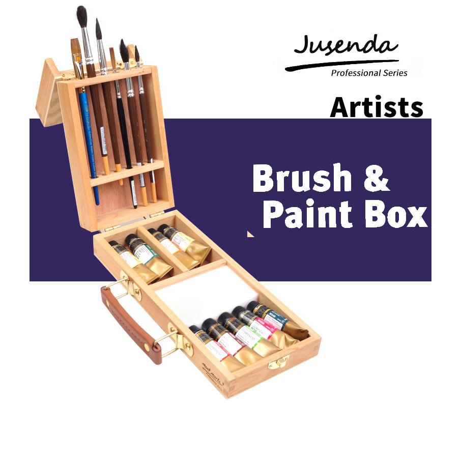 Wooden Art Supply Box with Brush and Paint Organizer by HitMyNeed