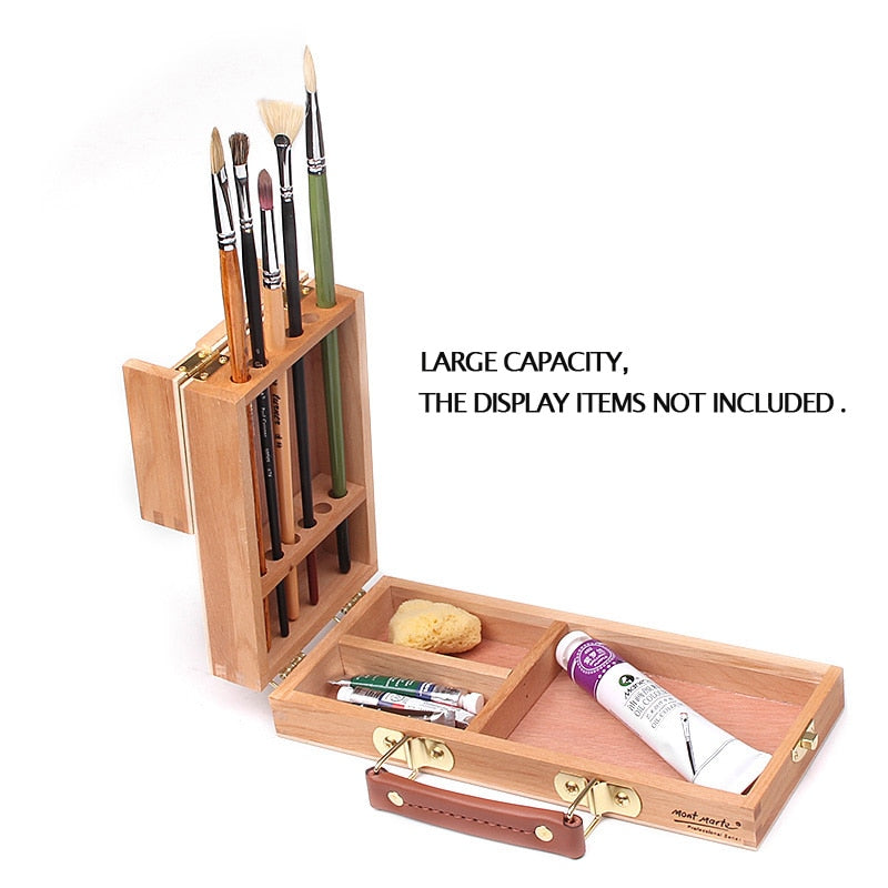Wooden Art Supply Box with Brush and Paint Organizer by HitMyNeed